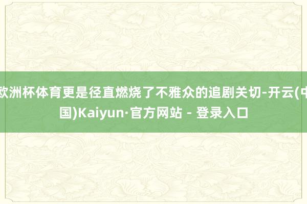 欧洲杯体育更是径直燃烧了不雅众的追剧关切-开云(中国)Kaiyun·官方网站 - 登录入口