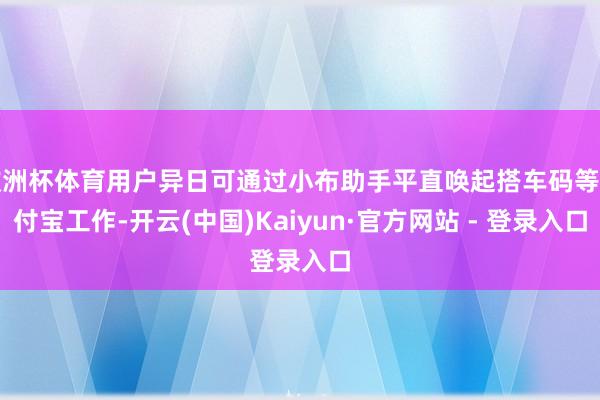 欧洲杯体育用户异日可通过小布助手平直唤起搭车码等支付宝工作-开云(中国)Kaiyun·官方网站 - 登录入口