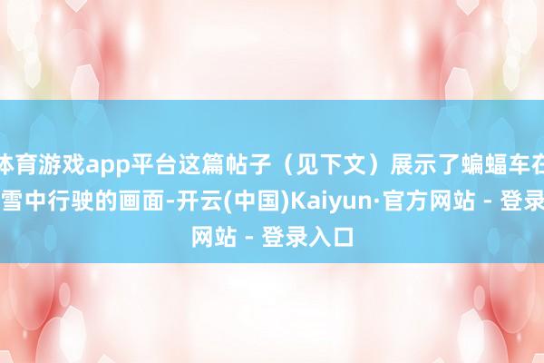 体育游戏app平台这篇帖子（见下文）展示了蝙蝠车在狂风雪中行驶的画面-开云(中国)Kaiyun·官方网站 - 登录入口
