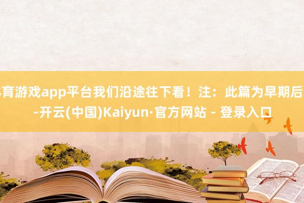 体育游戏app平台我们沿途往下看！注：此篇为早期后续-开云(中国)Kaiyun·官方网站 - 登录入口